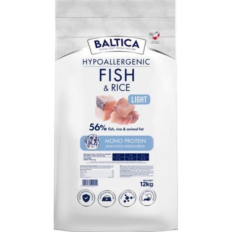 BALTICA NUTRACEUTIC Hypoallergénique Poisson et Riz Léger M 12 kg (1/2)