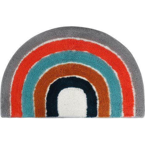 Tapis demi-circulaire arc-en-ciel pour enfants, tapis de sol absorbant antidérapant pour entrée, salle de bain et chambre (1/2)