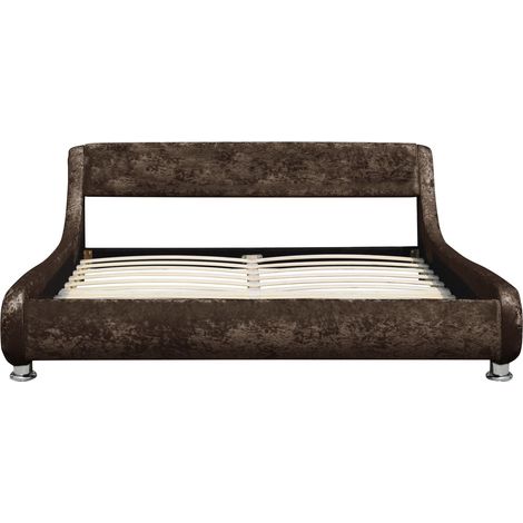 5ft Crushed Velvet Bed Frame in Brown