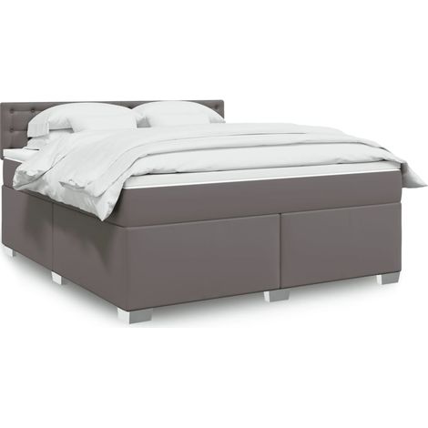 Boxspringbett mit Matratze Grau 180x200 cm Kunstleder