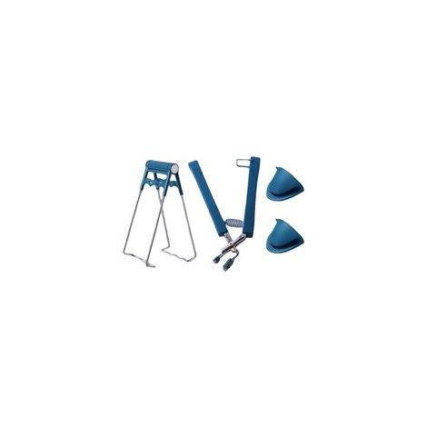 4-teiliges Set mit hitzebeständiger Geschirrzange, Dampfzange, Silikonhandschuhen, Mikrowellenschale, rutschfester Zange und Küchenzubehör (blau) - Crezuo