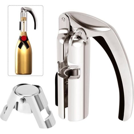 Décapsuleur - Tire-bouchon de champagne - Alliage de zinc - 2 pièces - Style contemporain (1/4)