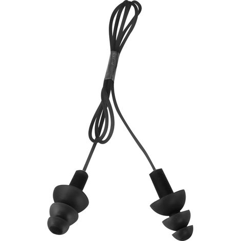 Bouchons d'Oreille Silicone Souple Anti-Bruit pour Natation Etanche avec Cordon (Noir) (1/5)
