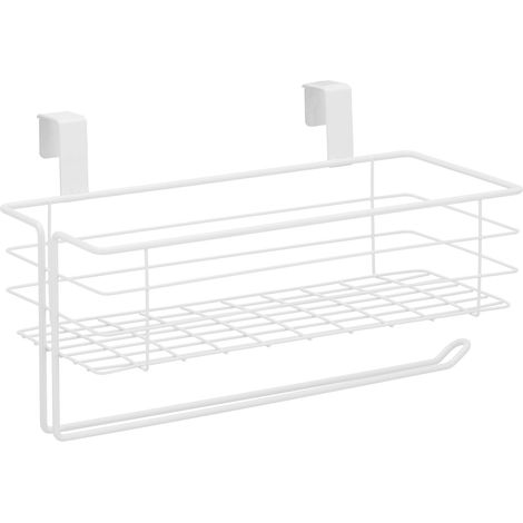 Cestino pensile organizer da cucina 18 x 31 x 17 cm salva-spazio design classico in ferro laccato bianco 130008845