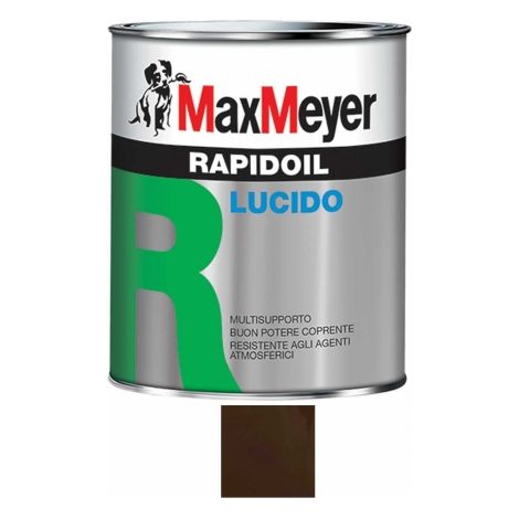 RAPIDOIL Smalto lucido a solvente per ferro e legno MaxMeyer Marrone Cioccolato RAL 8017,0,375