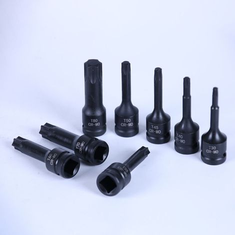 1/2"-Torx-Schlagschrauber-Steckschlüsselsatz, 8-teiliger Torx-Bit-Steckschlüsselsatz, Stern-Schlagschrauber-Steckschlüssel T30-T80, für pneumatische und elektrische Schlagschrauber (1/4)