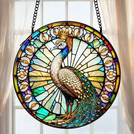 Attrape-soleil cardinal vitrail 9 cm décoration fenêtre suspendue oiseau rouge cadeau femme (1/5)
