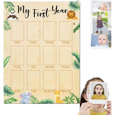 Milestone Photo Board for Boys, Picture Frame for Milestone Memories First Year Photo Frame Wooden 1st Birthday Decorations with Space for Pictures, Perfect for Cherishing Special Moments (1/5)