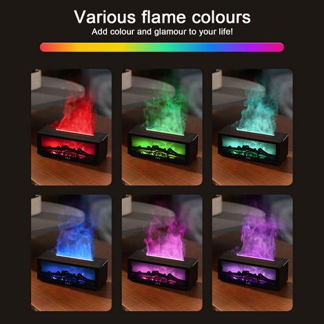 Diffusore di aromi con camino a LED, diffusore di oli essenziali con fiamma a 7 colori, umidificatore con telecomando, diffusore di oli profumati per profumare l'ambiente - 4 timer (1/4)