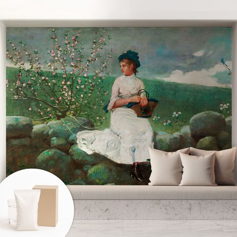 Papier peint intissé mural avec colle pour salon et chambre Décoration murale rapide - Colle incluse gratuite Calme floral 208x146 cm (1/5)