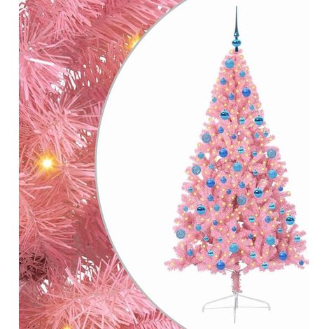 Sapin de Noël artificiel pré-illuminé, rose, 180 cm, en PVC (1/5)