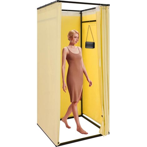 Cabine de vestiaire autoportante avec crochets, Porte-manteau portable, 85 x 85 x 200 cm, protège confidentialité, vestiaire mobile, tente de vestiaire pour magasins de vêtements, marchés pop-up