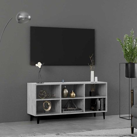 TV-Schrank mit Metallbeinen Betongrau 103,5x30x50 cm