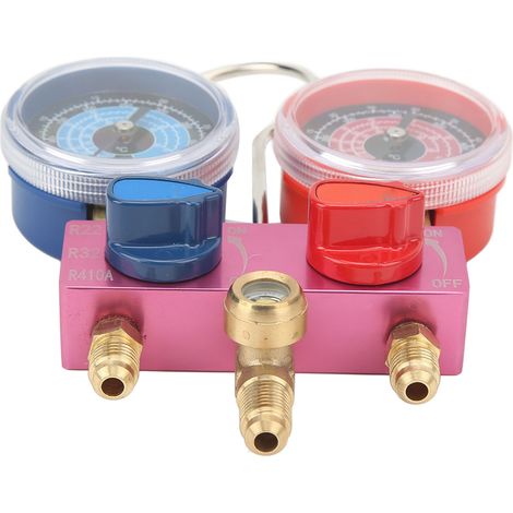 Manomètre de diagnostic Mini G1/4 à bouton métallique pour climatisation, compatible avec les réfrigérants R22, R32 et R410A. (1/5)