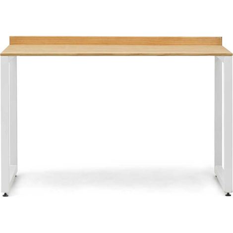 Mesa escritorio NaturalWood blanca 118x60x75cm, tablero en madera maciza de pino 18mm estilo nórdico industrial Box Furniture.