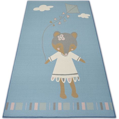 Teppich für Kinder LOKO Maus blau Antirutsch  blue 120x170 cm