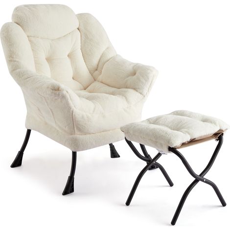 Fauteuil Relax Oversized Avec Ottoman, Ergonomic, Capacité 180kg, Repose-pieds Pliable, Pochette Latérale, Chambre, Couleur 3 (1/5)