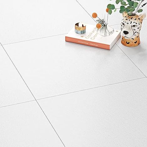 PVC Adhesive Floor Tiles White Matt Washable Floor Adhesive Bathroom Wall Sticker Kitchen Living Room PVC Adhesive Floors White Matt Tiles Vinyl Adhesive Floors Lino Thicken (1/5)