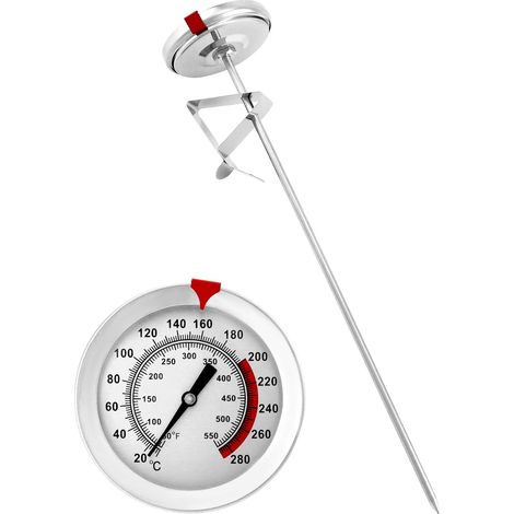 304 Edelstahl Frittierthermometer Grillthermometer (290°C/550°F) mit 23cm Sonde, Sofort Ablesbares Analog Speisethermometer