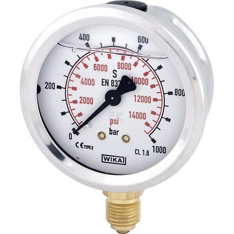 Glycerine pressure gauge 63 mm 1000 bar bottom mount WIKA B711W0631000D