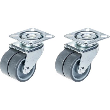 Roulettes pivotantes de 50 mm (2"), en caoutchouc gris, capacité de charge de 140 kg, lot de 2 (1/5)