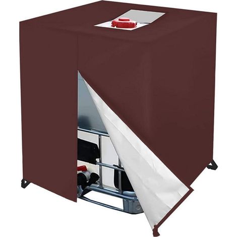 IBC Tank Abdeckplane 1000l, 420D Oxford, UV- & Wasserdicht, mit Reißverschluss, Kaffeefarbe