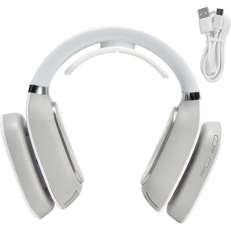 Ventilateur de cou sans pales LED, mains libres, avec fonction chauffage et refroidissement, 3 vitesses, silencieux, pour randonnée, voyage, étude, blanc (1/5)