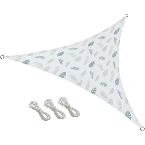 Voile d'ombrage triangulaire de 6,6 x 6,6 x 6,6 pieds avec 3 cordes, adaptée aux jardins extérieurs, patios, fêtes, cours, campings et autres lieux. (1/5)