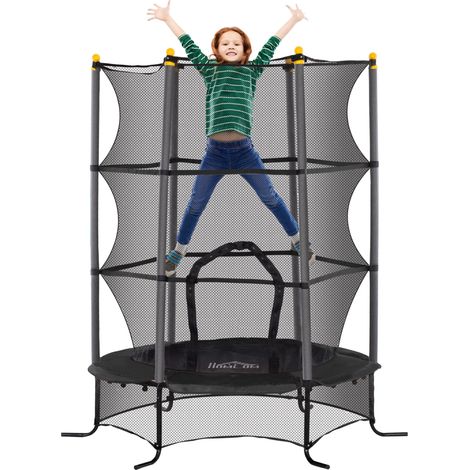 Trampolino Elastico per Bambini da 3 Anni Ø160 cm con Rete di Protezione Nero (1/5)
