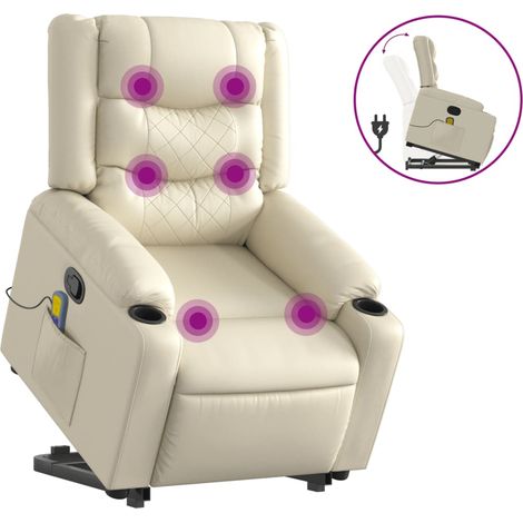 Maison Exclusive - Massagesessel mit Aufstehhilfe Creme Kunstlede