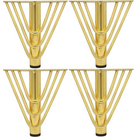 Quatre pieds de meubles en métal plaqué or, pieds de table basse de 18 cm, pieds de canapé élégants et modernes (vis incluses). (1/5)