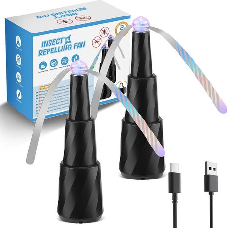 Ventilateurs Anti-Mouches Pour Aliments, Ventilateur Anti-Mouches Rechargeable, Ventilateurs De Table Portables Repoussent Les Insectes Volants, Pour L'intérieur L'extérieur (2 Pièces) (1/5)