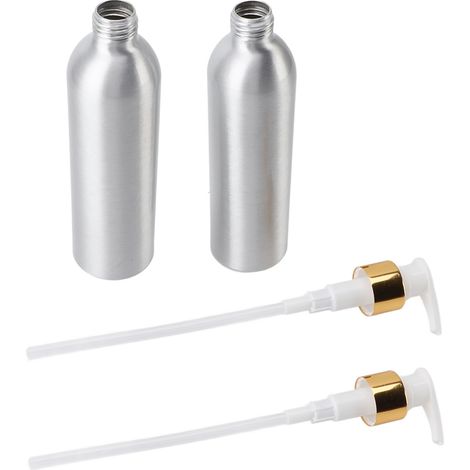 Lot de 2 flacons distributeurs à pompe étanches et rechargeables pour huiles essentielles, en aluminium, compatibles avec la plupart des chauffe-huiles. (1/5)