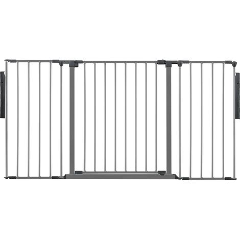 Safetots Premium Multi Panel Room Divider, up to 148cm Wide, Grey, 70cm Tall, Flexible Barrier with Door for Baby and Toddler