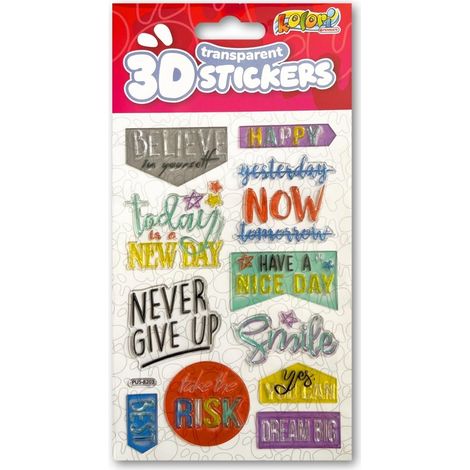 Pegatinas motivacionales transparentes en 3D