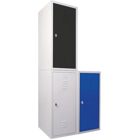 BRB Schließfachschränke-Set aus Stahlblech, HxBxT 900x415x490 mm (3 Stück, grau/blau/anthrazit)