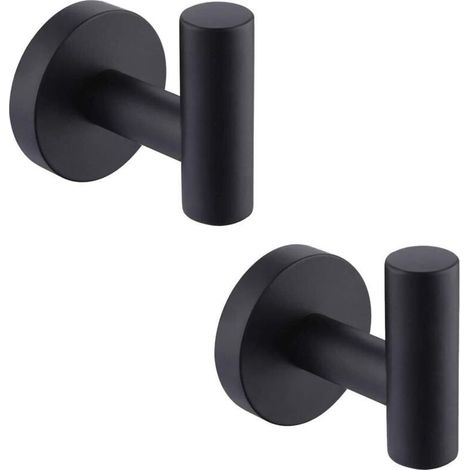 Crochets porte-serviettes en acier inoxydable noir – résistants à la corrosion – charge maximale 5 kg – lot de 2 (1/5)