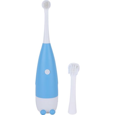 Brosse à dents électrique pour enfants 0.3W, piles, tête remplaçable, poils soubles, bleue (1/5)