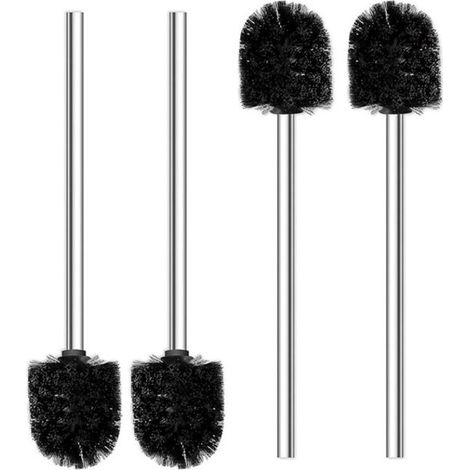 Brosse de toilette - 4 Pièces - Brosses WC - Inox - Plastique - Brosse de toilette universelle - Brosse de nettoyage - Adaptée pour salle de bain - 37.58 cm - Noir (1/5)