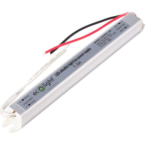 Schlankes LED-Möbelnetzteil 18W 12V DC 1,5A IP20 170x18x17