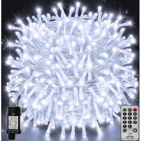 LED string lights, 100m, 1000 LEDs, IP44 waterproof, with remote control and timer, 8 lighting modes, decoration for Christmas, birthday, wedding, party, cool white (1/5)