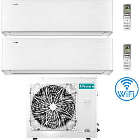 Climatizzatore Condizionatore Hisense Energy Pro X con Wifi R32 Dual Split Inverter 9000 + 12000 BTU con U.E. 3AMW62U4RJC Classe A++/A+ (1/2)