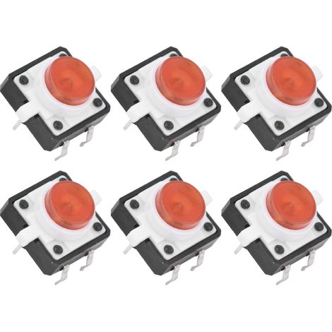 20 Stück 12x12x7,3 mm taktile Drucktaster mit LED-Beleuchtung, rot (1/5)