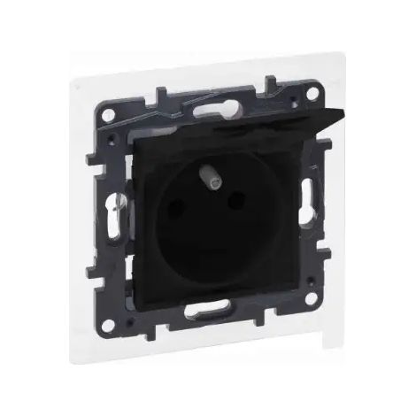 PRESA MODULARE NILOE STEP NERA 1X Z/U CON SCHERMO IP44 CON OTTURATORI 863536