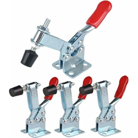 Serre-joint Applicable à GH-201-B - Lot de 4 sauterelles à serrage vertical avec base horizontale - Capacité 90 kg (1/4)