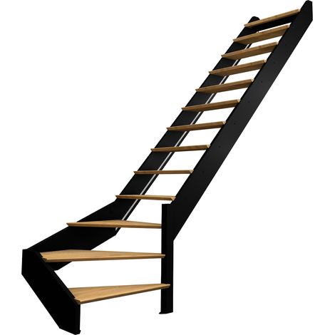 Escalier quart-tournant droit noir à LED intégrées, Spectra KORDO