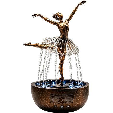 Zimmerbrunnen – 1 Stück – Kunstharz in Bronzeoptik – Bluetooth-Lautsprecher und LED-Beleuchtung – Ideal für Wohnzimmer, Spa und Yoga-Bereich (1/5)