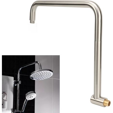 Rallonge de bras de douche pivotante en forme de S avec bride, bras d'extension de pommeau de douche surélevé avec finition brossée (1/5)