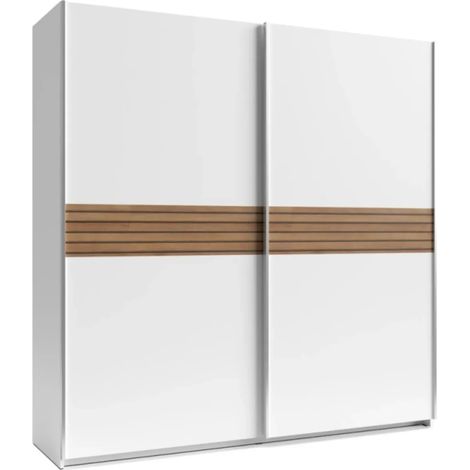 Armadio Metropol 2 ante scorrevoli 200 cm bianco con inserti rovere (1/5)