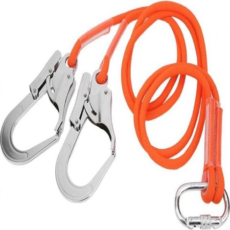 Longe de Sécurité, Longe d'escalade de Sécurité Harnais Sangle de Protection Antichute, Harnais de Protection Lanière Ceinture de Travail à Haute Altitude avec Crochet en Acier (1.6M) (1/4)